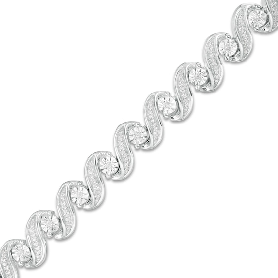 1/2 CT. T.w. Diamond "S" Tennis Bracelet in Sterling Silver - 7.25"