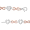 Thumbnail Image 3 of 1/10 CT. T.W. Diamond Alternating Heart and Infinity Link Bracelet in Sterling Silver and 10K Rose Gold - 7.25"