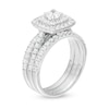 Thumbnail Image 2 of 1-1/2 CT. T.W. Diamond Double Cushion Frame Three Piece Bridal Set in 10K White Gold