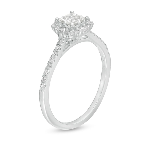 3/8 CT. T.w. Princess-Cut Quad Diamond Frame Engagement Ring in 10K White Gold