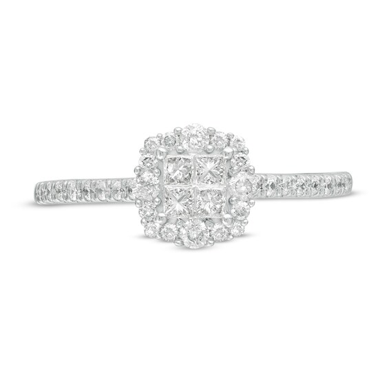 3/8 CT. T.w. Princess-Cut Quad Diamond Frame Engagement Ring in 10K White Gold