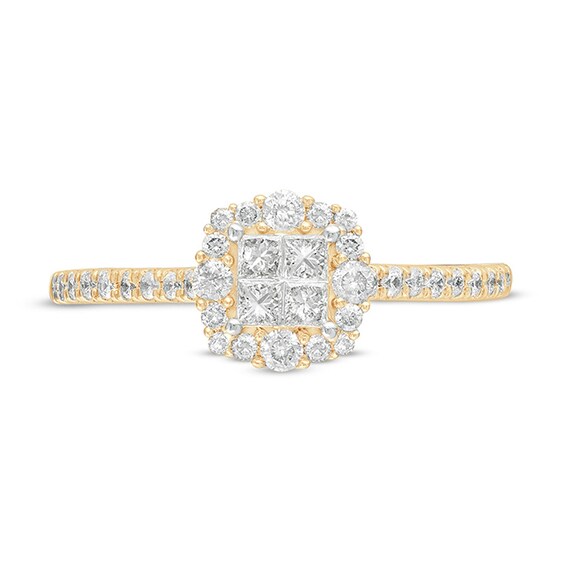 3/8 CT. T.w. Princess-Cut Quad Diamond Frame Engagement Ring in 10K Gold