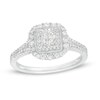 Thumbnail Image 1 of 1/2 CT. T.W. Princess-Cut Quad Diamond Square Frame Vintage-Style Engagement Ring in 10K White Gold