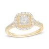 1/2 CT. T.W. Princess-Cut Quad Diamond Square Frame Vintage-Style Engagement Ring in 10K Gold
