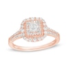 Thumbnail Image 1 of 1/2 CT. T.W. Princess-Cut Quad Diamond Square Frame Vintage-Style Engagement Ring in 10K Rose Gold