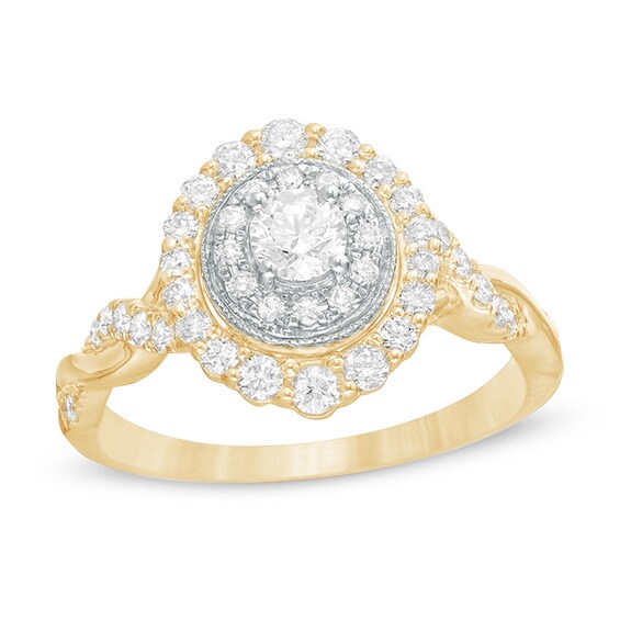 3/4 CT. T.W. Diamond Double Frame Twist Shank Vintage-Style Engagement Ring in 10K Gold 3/4 CT. T.W. Diamond Double Frame Twist Shank Vintage-Style Engagement Ring in 10K Gold