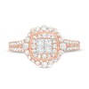 3/4 CT. T.W. Princess-Cut Quad Diamond Cushion Frame Split Shank Vintage-Style Engagement Ring in 10K Rose Gold
