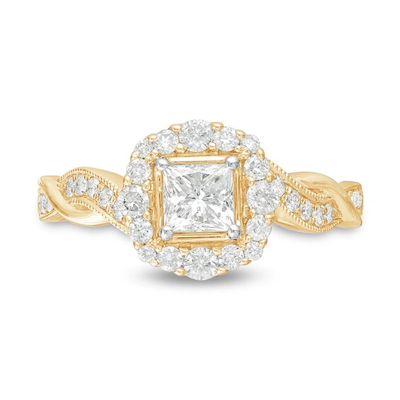 3/4 CT. T.W. Princess-Cut Diamond Frame Twist Shank Vintage-Style Engagement Ring in 10K Gold 3/4 CT. T.W. Princess-Cut Diamond Frame Twist Shank Vintage-Style Engagement Ring in 10K Gold
