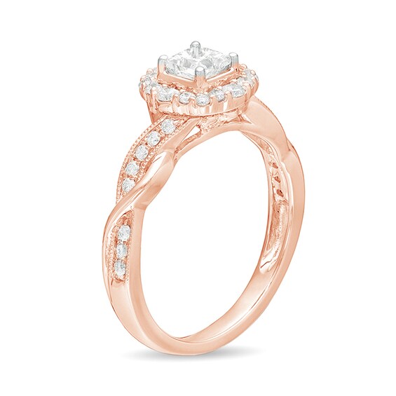 3/4 CT. T.W. Princess-Cut Diamond Frame Twist Shank Vintage-Style Engagement Ring in 10K Rose Gold 3/4 CT. T.W. Princess-Cut Diamond Frame Twist Shank Vintage-Style Engagement Ring in 10K Rose Gold