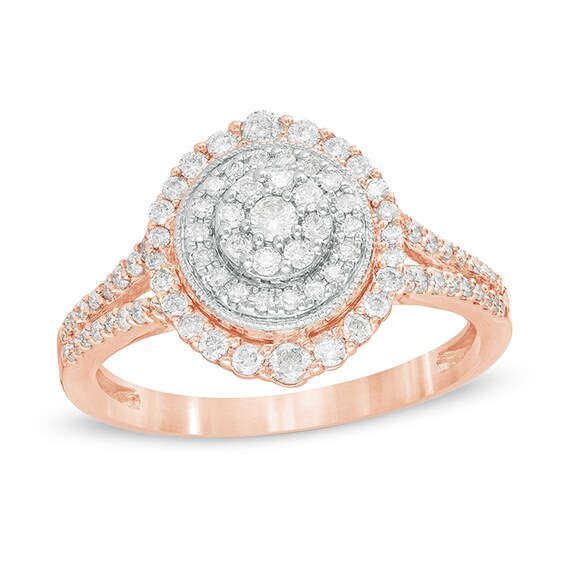 1/2 CT. T.W. Composite Diamond Frame Vintage-Style Engagement Ring in 10K Rose Gold 1/2 CT. T.W. Composite Diamond Frame Vintage-Style Engagement Ring in 10K Rose Gold