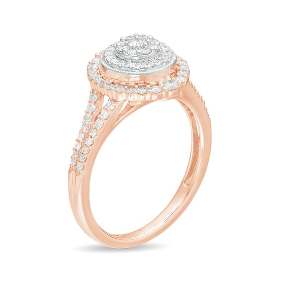 1/2 CT. T.W. Composite Diamond Frame Vintage-Style Engagement Ring in 10K Rose Gold 1/2 CT. T.W. Composite Diamond Frame Vintage-Style Engagement Ring in 10K Rose Gold