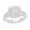 Thumbnail Image 0 of 1 CT. T.W. Princess-Cut Quad Diamond Square Frame Engagement Ring in 14K White Gold