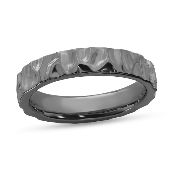 Stackable Expressions™ 4.0mm Hammered Band in Sterling Silver with Black Ruthenium Stackable Expressions™ 4.0mm Hammered Band in Sterling Silver with Black Ruthenium