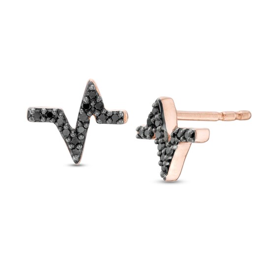 1/15 CT. T.W. Enhanced Black Diamond Heartbeat Stud Earrings in 10K Rose Gold 1/15 CT. T.W. Enhanced Black Diamond Heartbeat Stud Earrings in 10K Rose Gold