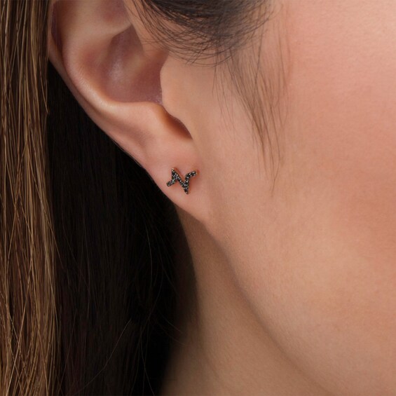 1/15 CT. T.W. Enhanced Black Diamond Heartbeat Stud Earrings in 10K Rose Gold 1/15 CT. T.W. Enhanced Black Diamond Heartbeat Stud Earrings in 10K Rose Gold
