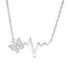 Thumbnail Image 1 of 1/20 CT. T.W. Diamond Butterfly Heartbeat Necklace in Sterling Silver