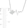 Thumbnail Image 3 of 1/20 CT. T.W. Diamond Butterfly Heartbeat Necklace in Sterling Silver