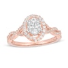 Thumbnail Image 0 of 1/2 CT. T.W. Oval Multi-Diamond Frame Twist Shank Ring in 10K Rose Gold