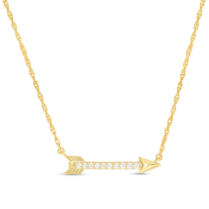 Main Image 1 of 1/15 CT. T.W. Diamond Sideways Arrow Necklace in 10K Gold - 17.25"