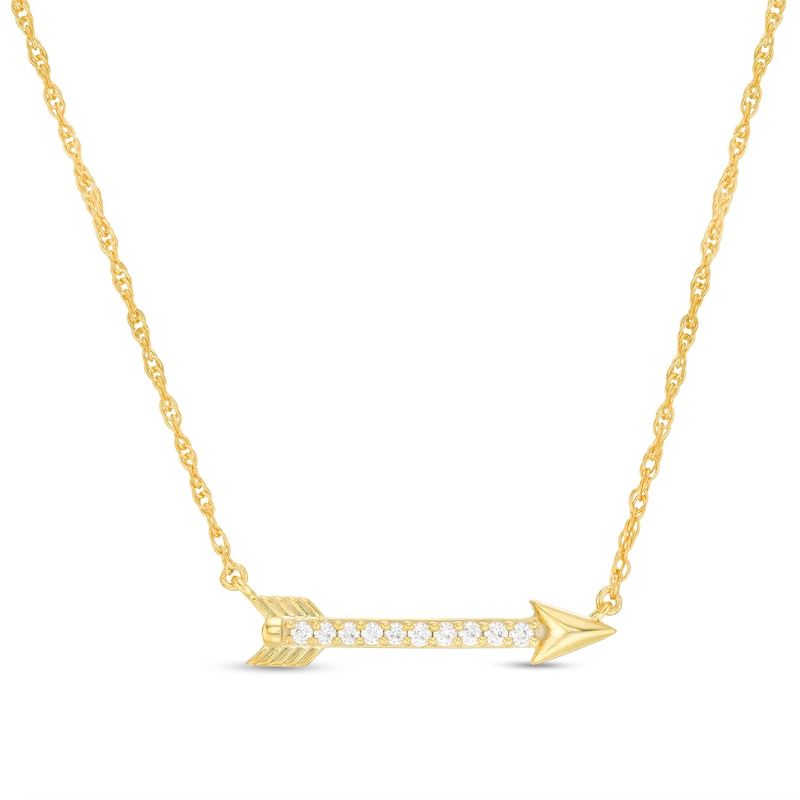 1/15 CT. T.W. Diamond Sideways Arrow Necklace in 10K Gold - 17.25"