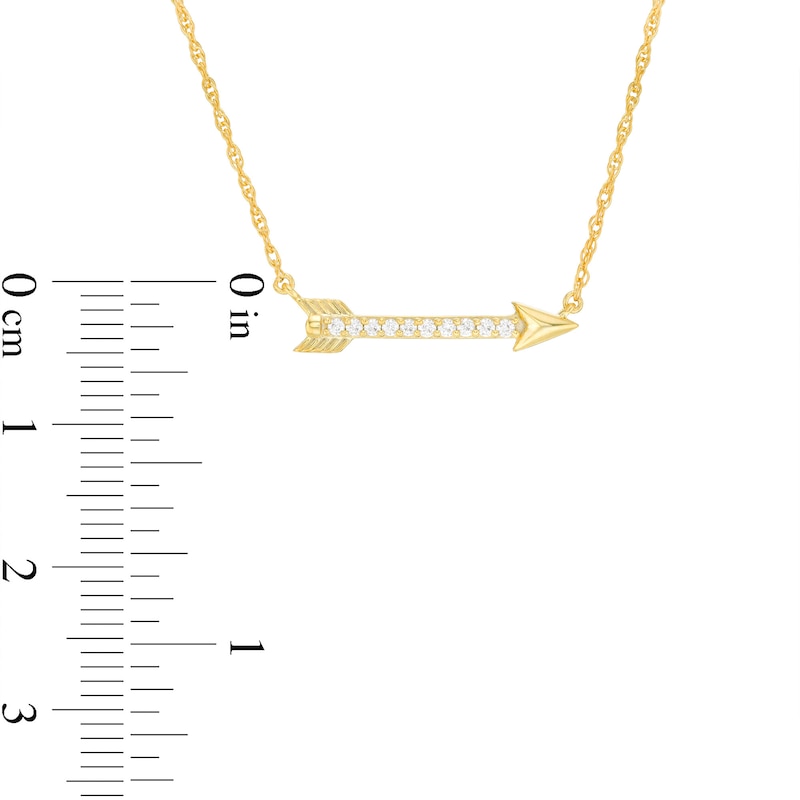 Main Image 2 of 1/15 CT. T.W. Diamond Sideways Arrow Necklace in 10K Gold - 17.25"