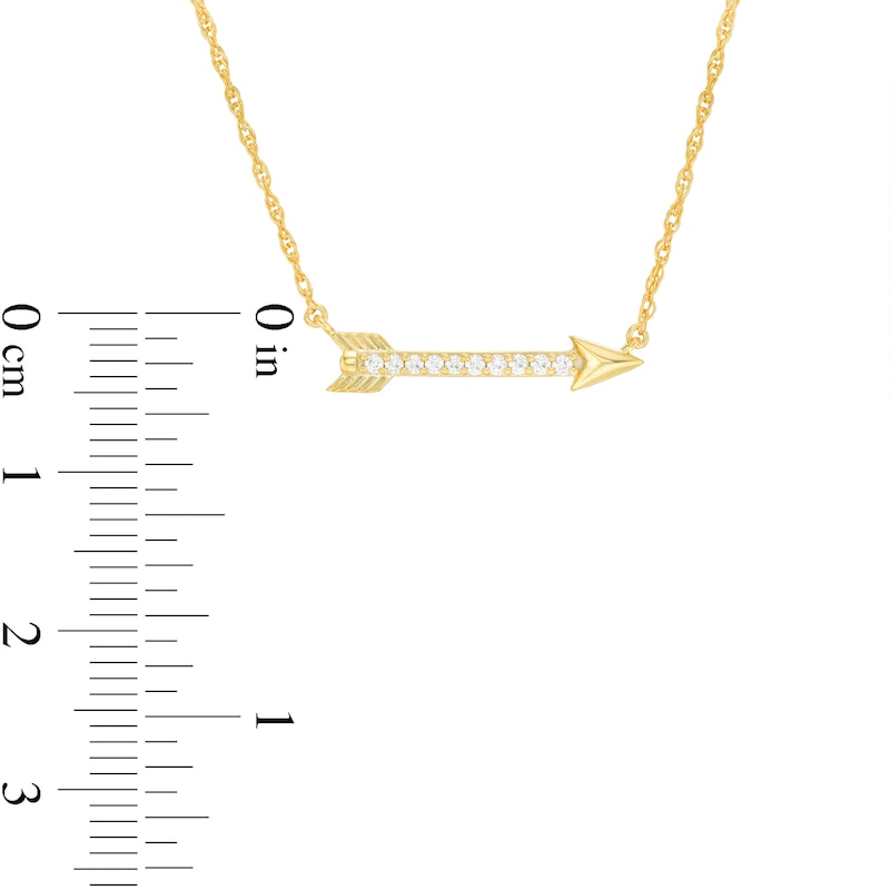 1/15 CT. T.W. Diamond Sideways Arrow Necklace in 10K Gold - 17.25"