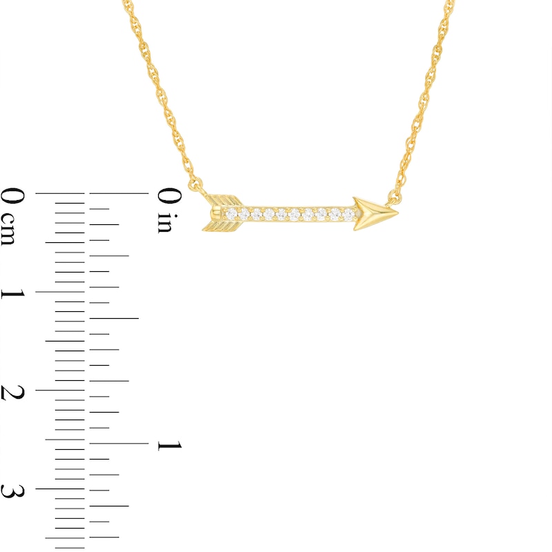 1/15 CT. T.W. Diamond Sideways Arrow Necklace in 10K Gold - 17.25"