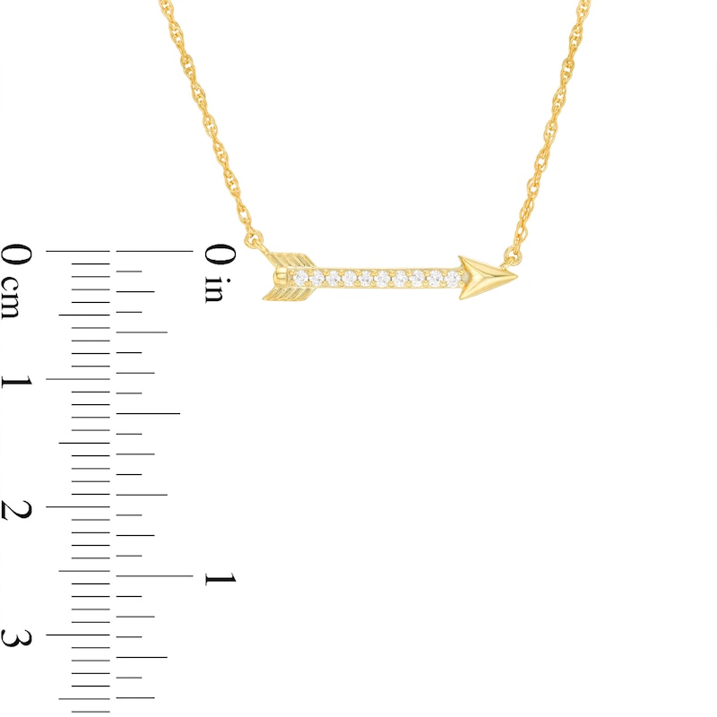 Main Image 3 of 1/15 CT. T.W. Diamond Sideways Arrow Necklace in 10K Gold - 17.25"