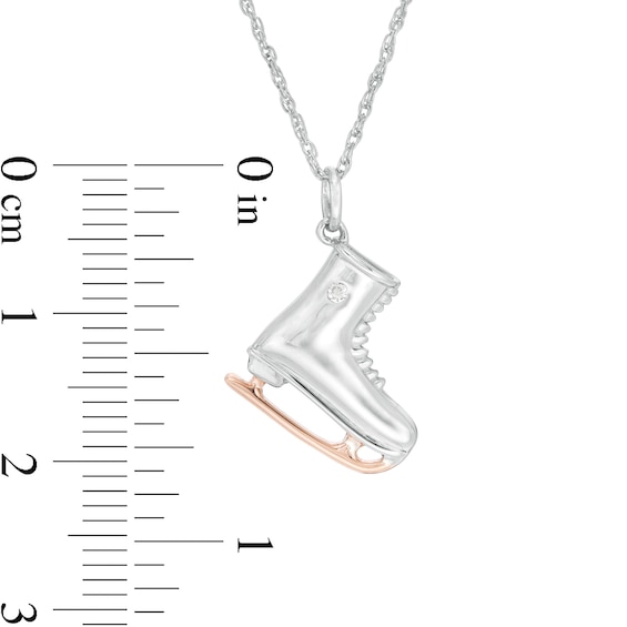 1/20 CT. Diamond Solitaire Ice Skate Pendant in Sterling Silver and 10K Rose Gold