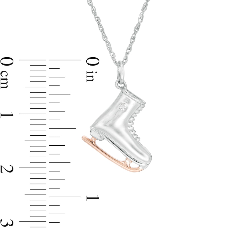 Main Image 3 of 1/20 CT. Diamond Solitaire Ice Skate Pendant in Sterling Silver and 10K Rose Gold