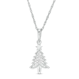 1/20 CT. T.W. Diamond Christmas Tree Pendant in Sterling Silver