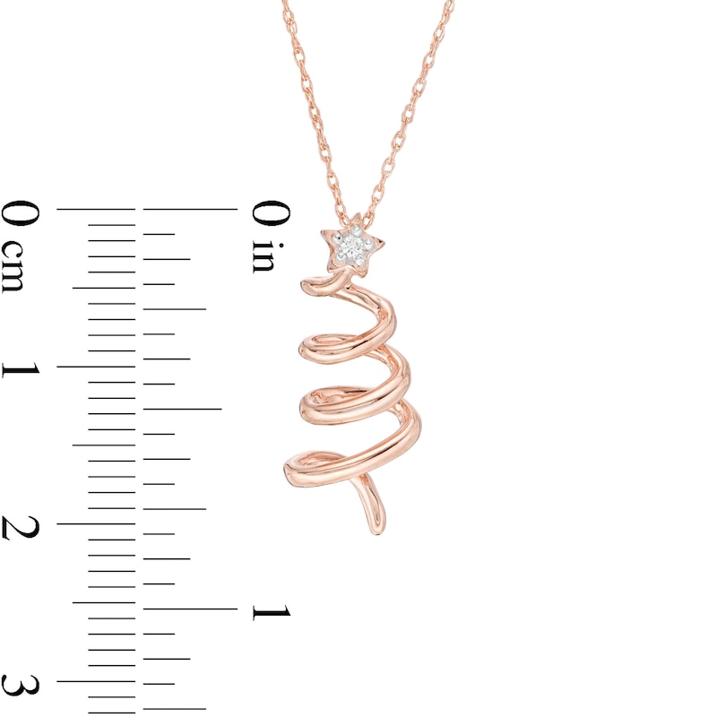 Diamond Accent Abstract Christmas Tree Pendant in 10K Rose Gold