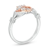 Thumbnail Image 2 of 1/20 CT. T.W. Diamond Claddagh Ring in Sterling Silver and 10K Rose Gold