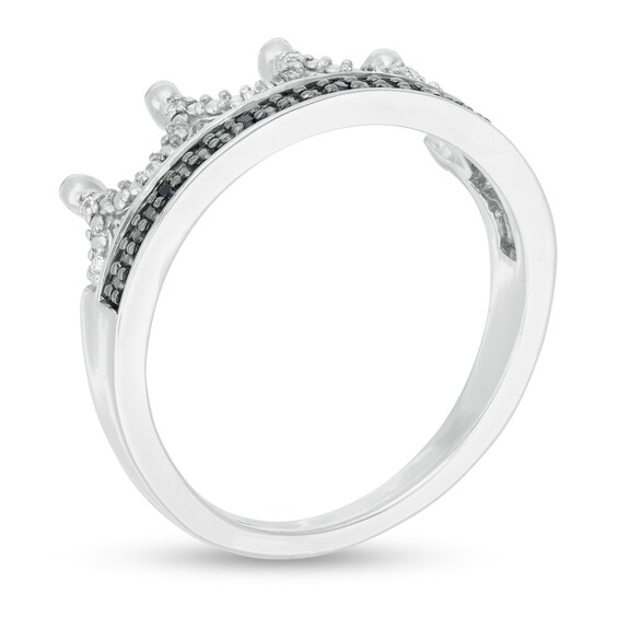 1/20 CT. T.w. Enhanced Black and White Diamond Crown Ring in Sterling Silver