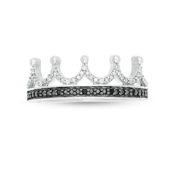 1/20 CT. T.w. Enhanced Black and White Diamond Crown Ring in Sterling Silver