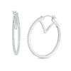 Thumbnail Image 1 of Vera Wang Love Collection 1/2 CT. T.W. Diamond Inside-Out Hoop Earrings in 10K White Gold