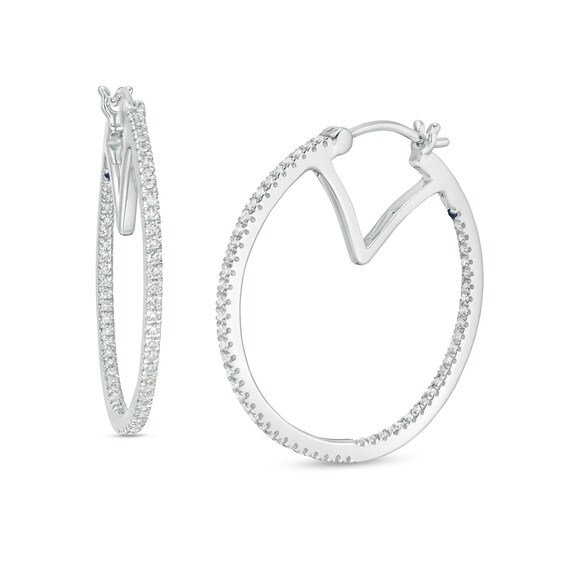 Vera Wang Love Collection 1/2 CT. T.w. Diamond Inside-Out Hoop Earrings in 10K White Gold