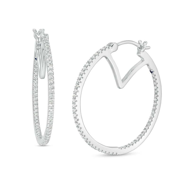 Main Image 1 of Vera Wang Love Collection 1/2 CT. T.W. Diamond Inside-Out Hoop Earrings in 10K White Gold