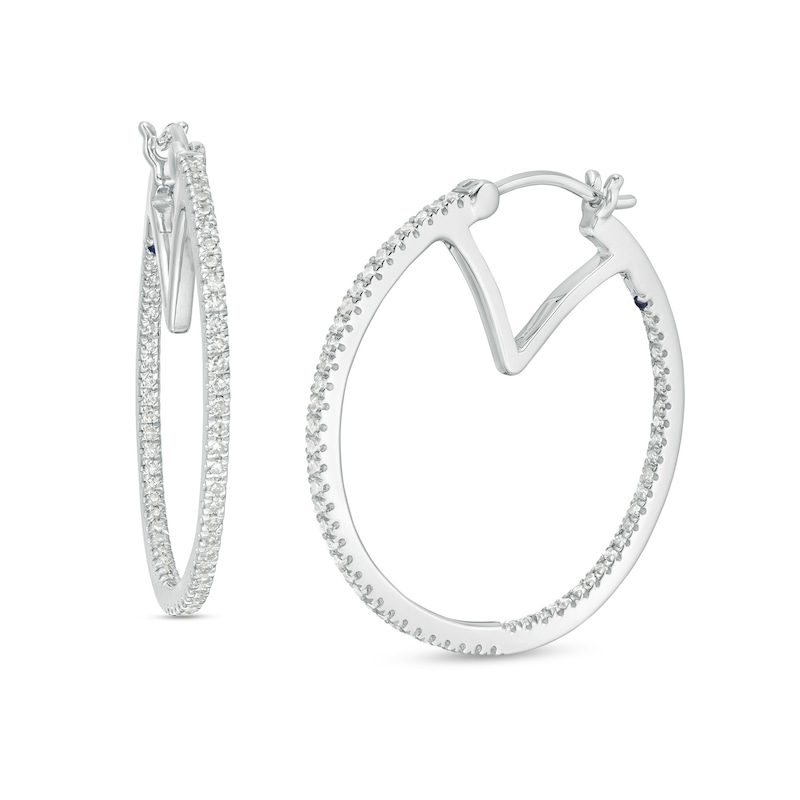 Vera Wang Love Collection 1/2 CT. T.W. Diamond Inside-Out Hoop Earrings in 10K White Gold