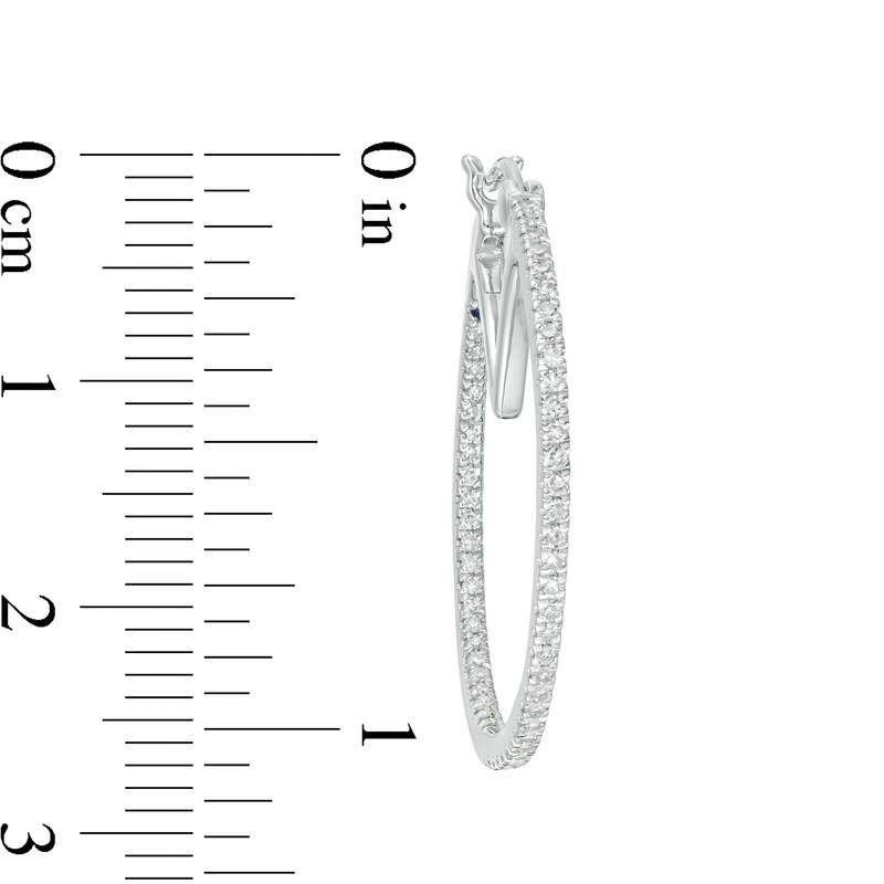 Main Image 3 of Vera Wang Love Collection 1/2 CT. T.W. Diamond Inside-Out Hoop Earrings in 10K White Gold