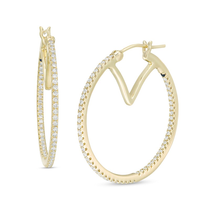 Main Image 1 of Vera Wang Love Collection 1/2 CT. T.W. Diamond Inside-Out Hoop Earrings in 10K Gold