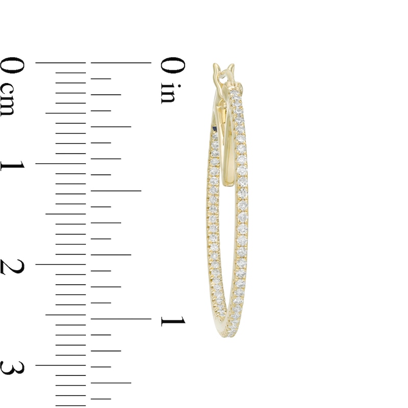 Main Image 3 of Vera Wang Love Collection 1/2 CT. T.W. Diamond Inside-Out Hoop Earrings in 10K Gold