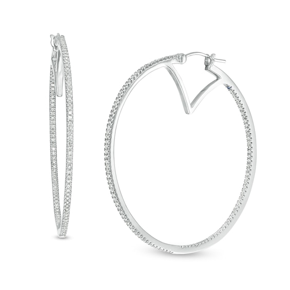 Vera Wang Love Collection / CT. T.w. Diamond Inside-Out Hoop Earrings in 10K Gold