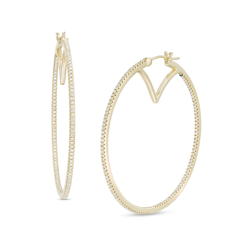 Vera Wang Love Collection 5/8 CT. T.W. Diamond Inside-Out Hoop Earrings in 10K Gold