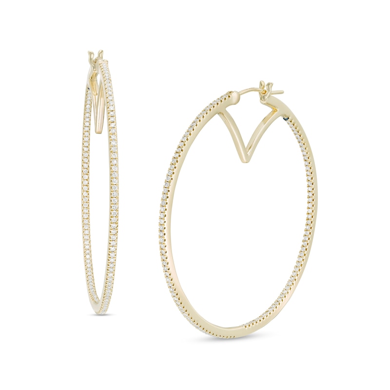 Main Image 1 of Vera Wang Love Collection 5/8 CT. T.W. Diamond Inside-Out Hoop Earrings in 10K Gold