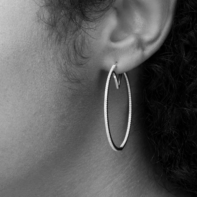 Main Image 2 of Vera Wang Love Collection 5/8 CT. T.W. Diamond Inside-Out Hoop Earrings in 10K Gold