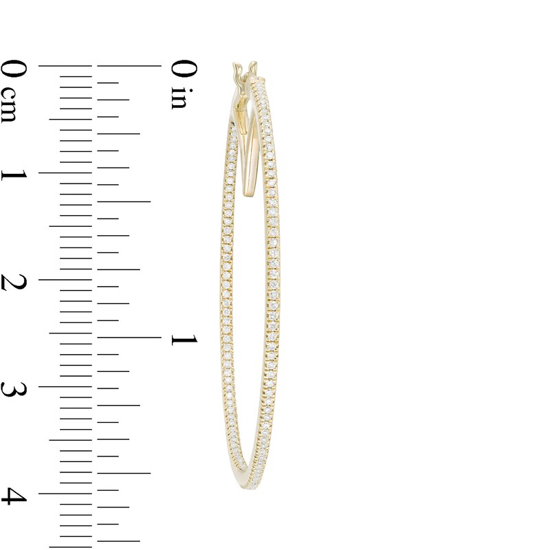 Main Image 3 of Vera Wang Love Collection 5/8 CT. T.W. Diamond Inside-Out Hoop Earrings in 10K Gold