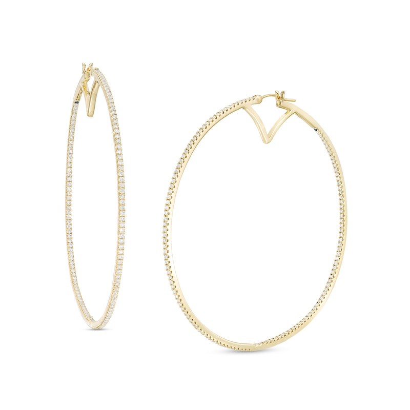 Main Image 1 of Vera Wang Love Collection 1-3/4 CT. T.W. Diamond Inside-Out Hoop Earrings in 10K Gold