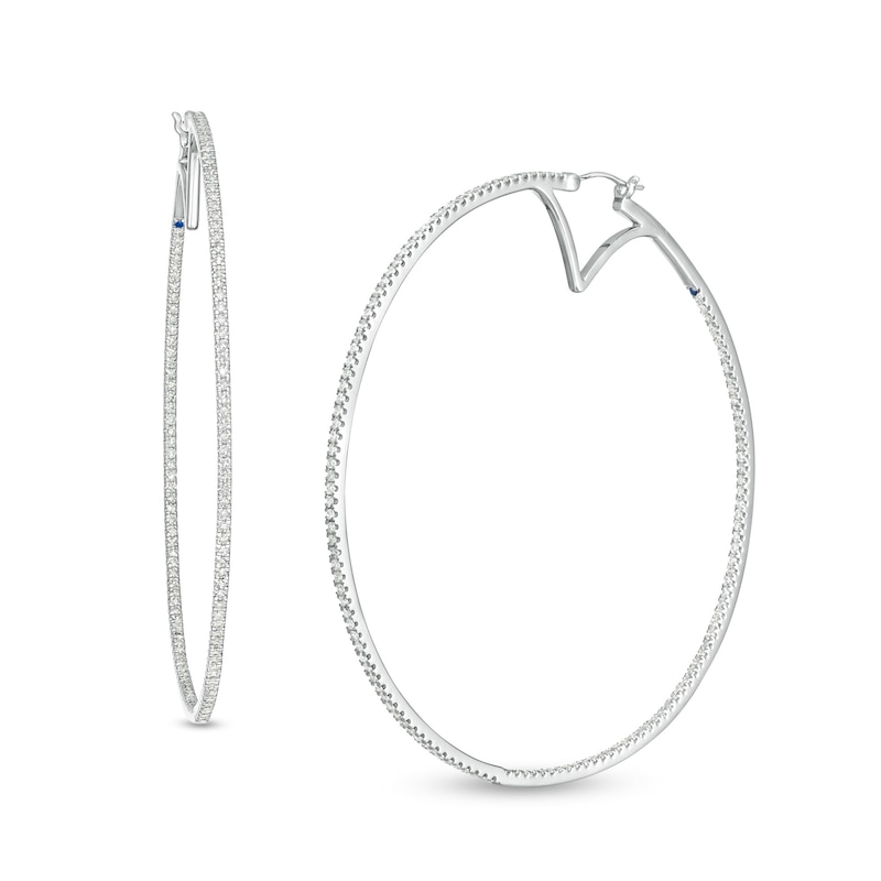 Vera Wang Love Collection 1-3/4 CT. T.W. Diamond Inside-Out Hoop Earrings in 10K White Gold