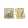 Thumbnail Image 1 of Men's 1/4 CT. T.W. Champagne and White Diamond Square Stud Earrings in Sterling Silver with 14K Gold Plate